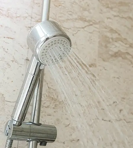 Shower head spraying water